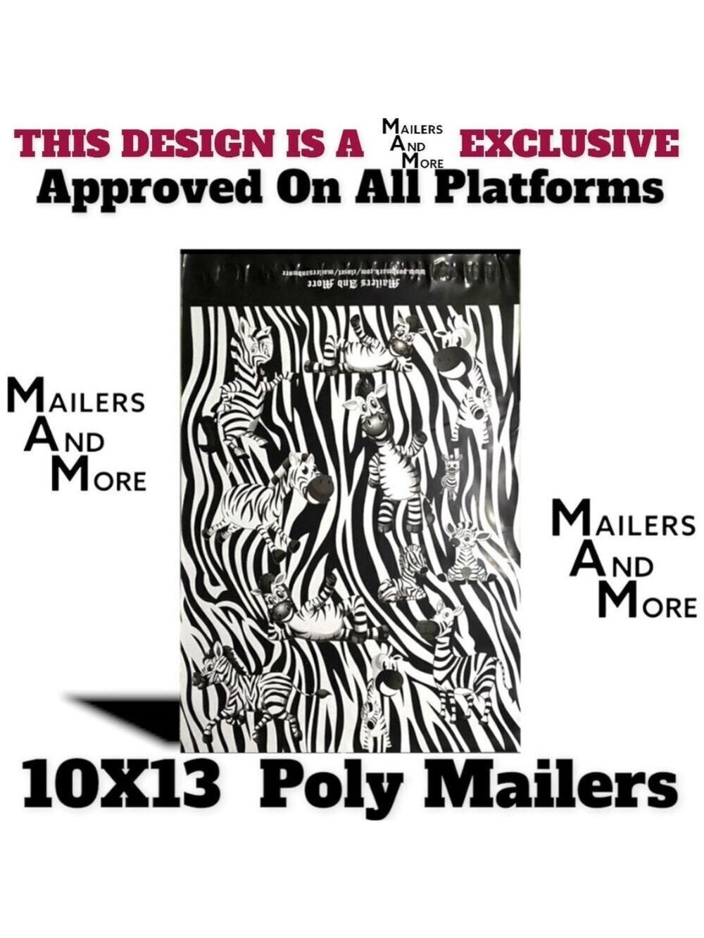 25 10X13 Poly Mailers, Zebra Shipping Envelopes PRICE IS FIRM - Picture 7 of 10